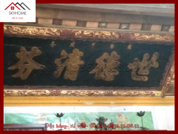 Hoành phi câu đối nhà thờ họ Hứa chữ Thế- Đức- Thanh- Phương